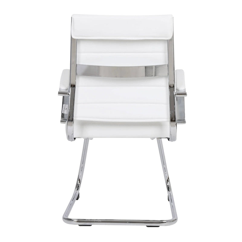 Fauteuil de bureau en cuir avec piètement luge en acier inoxydable