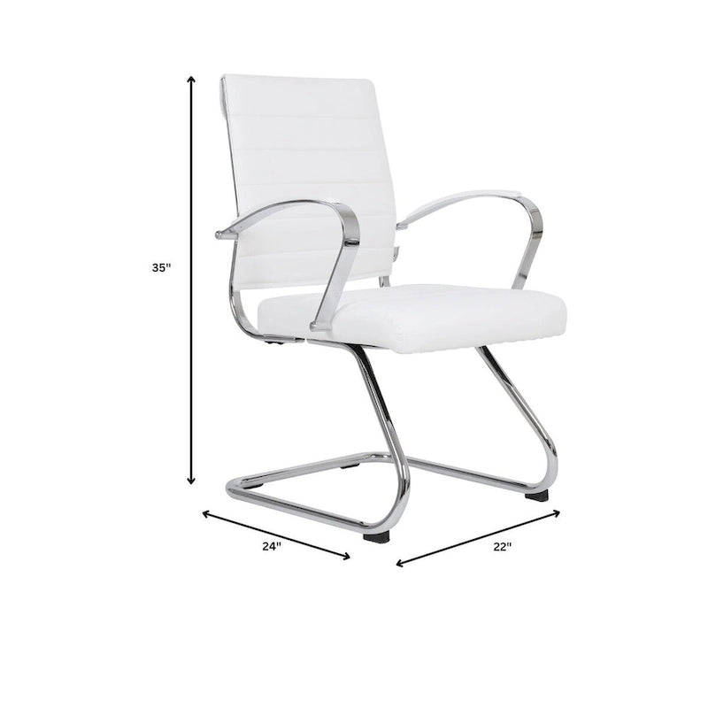 Fauteuil de bureau en cuir avec piètement luge en acier inoxydable