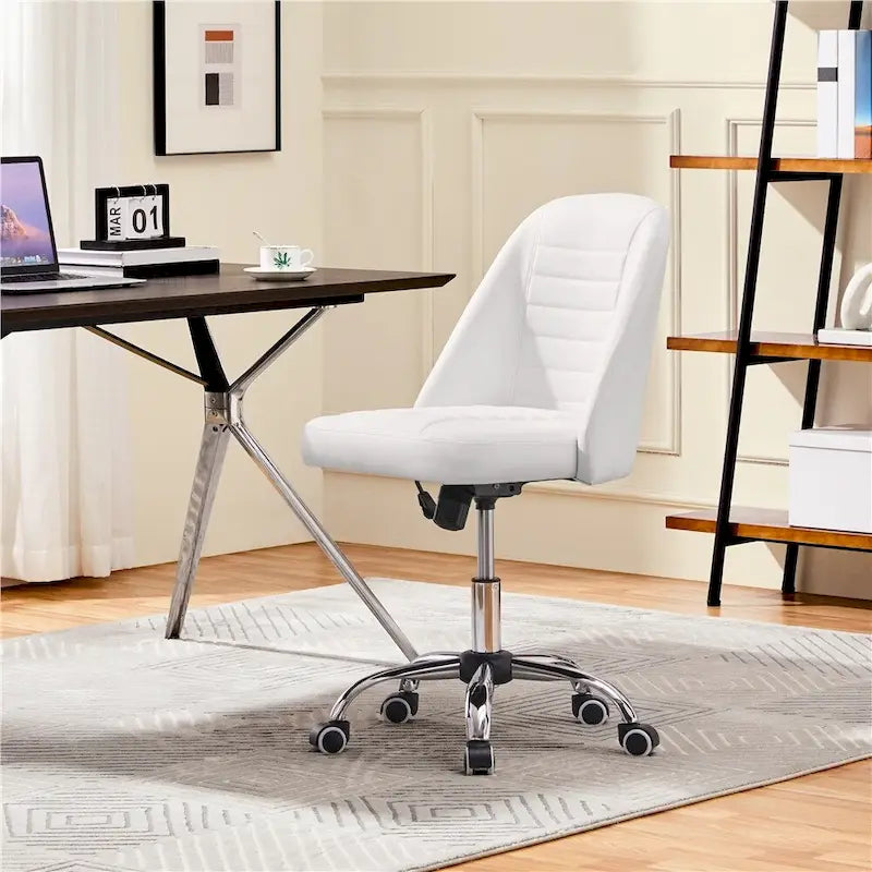 Chaise de bureau mi-hauteur en similicuir, sans accoudoirs, moderne et capitonnée