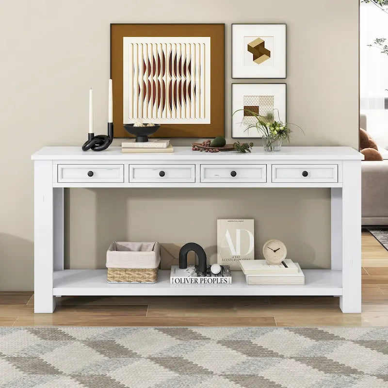 Entryway Console Table Sofa Table with Storage Drawers and Bottom Shelf