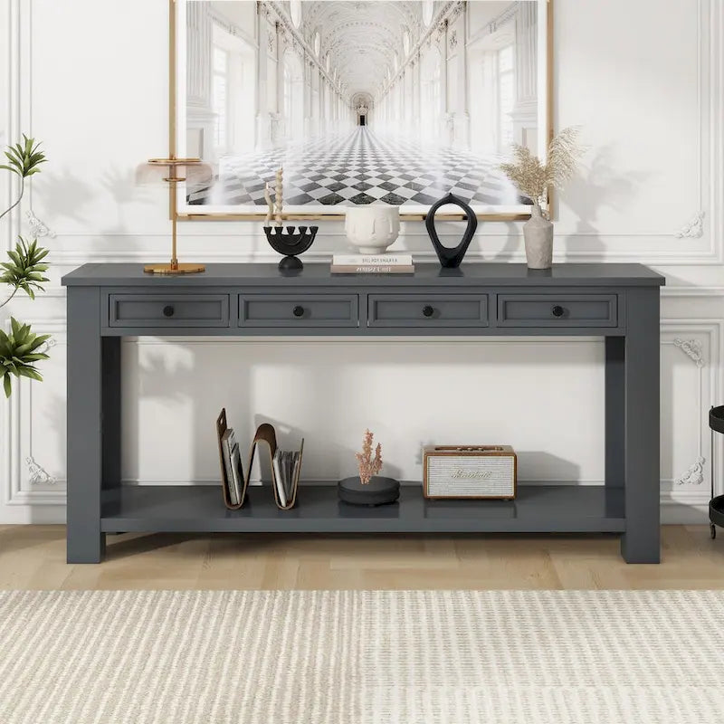 Entryway Console Table Sofa Table with Storage Drawers and Bottom Shelf