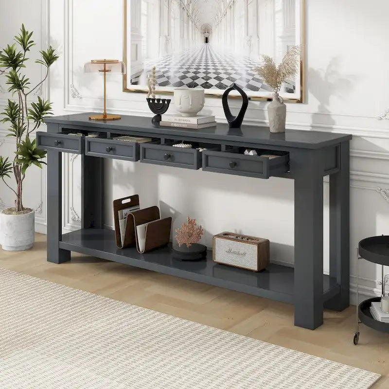 Entryway Console Table Sofa Table with Storage Drawers and Bottom Shelf