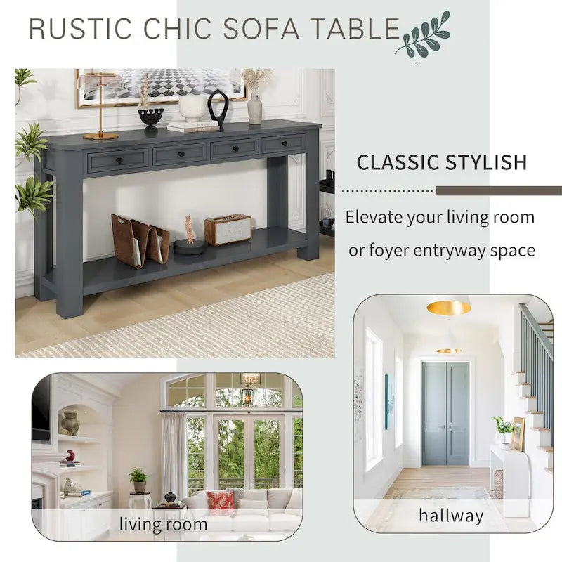 Entryway Console Table Sofa Table with Storage Drawers and Bottom Shelf