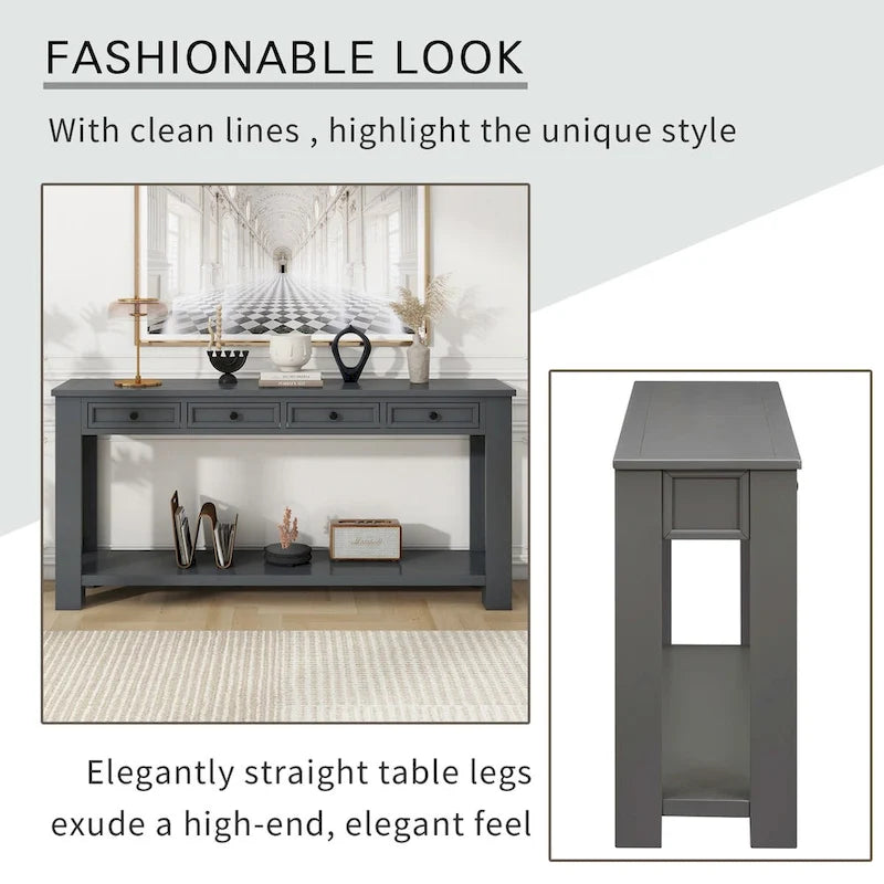 Entryway Console Table Sofa Table with Storage Drawers and Bottom Shelf