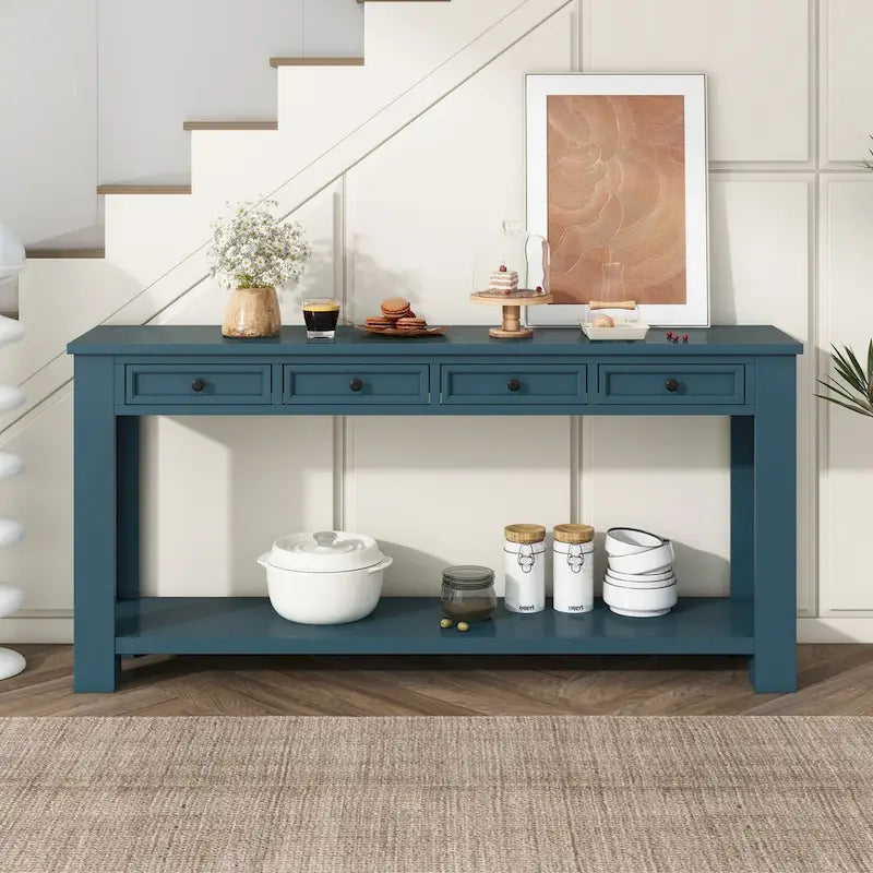 Entryway Console Table Sofa Table with Storage Drawers and Bottom Shelf