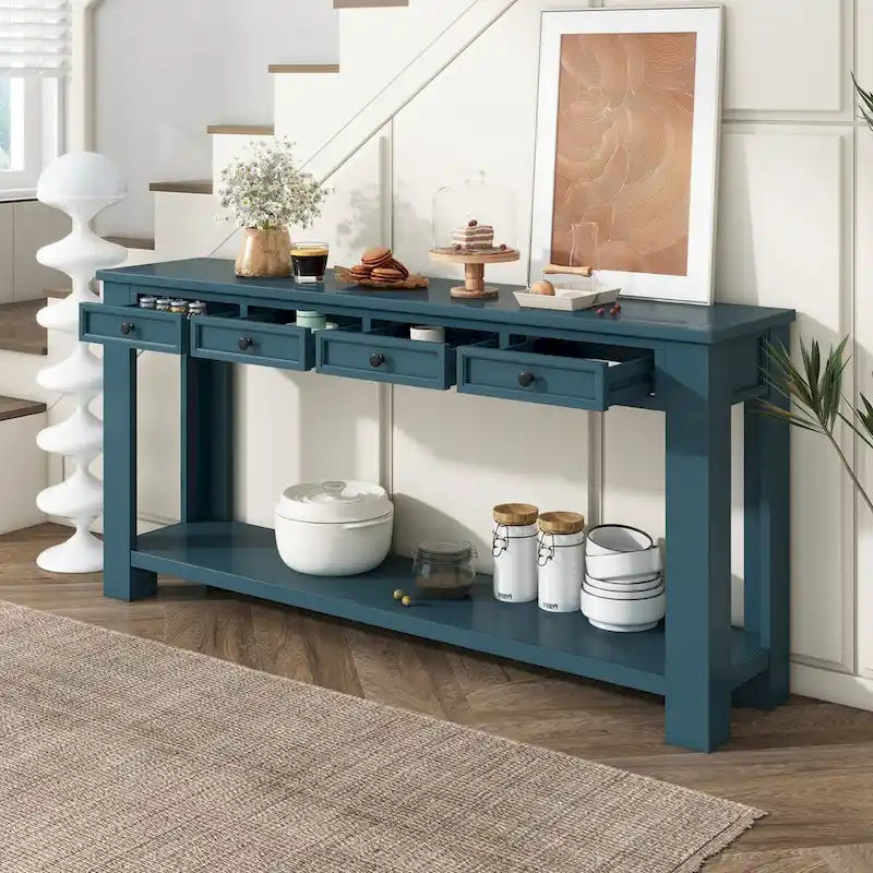 Entryway Console Table Sofa Table with Storage Drawers and Bottom Shelf