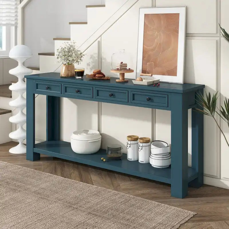 Entryway Console Table Sofa Table with Storage Drawers and Bottom Shelf