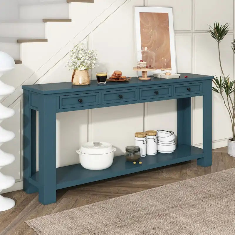 Entryway Console Table Sofa Table with Storage Drawers and Bottom Shelf