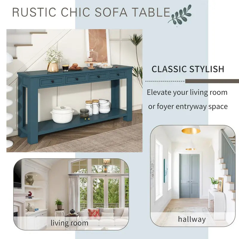 Entryway Console Table Sofa Table with Storage Drawers and Bottom Shelf