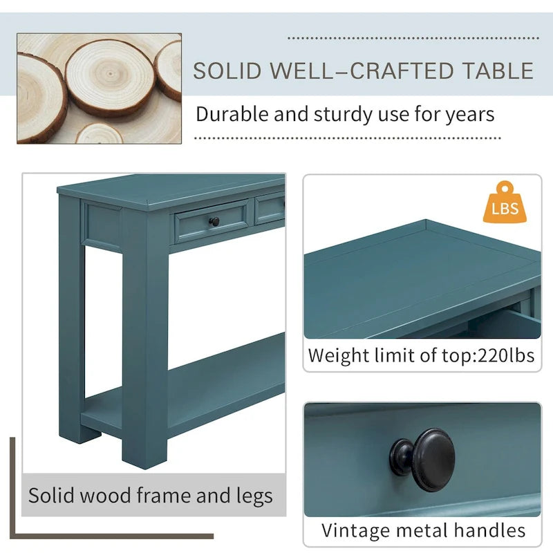 Entryway Console Table Sofa Table with Storage Drawers and Bottom Shelf