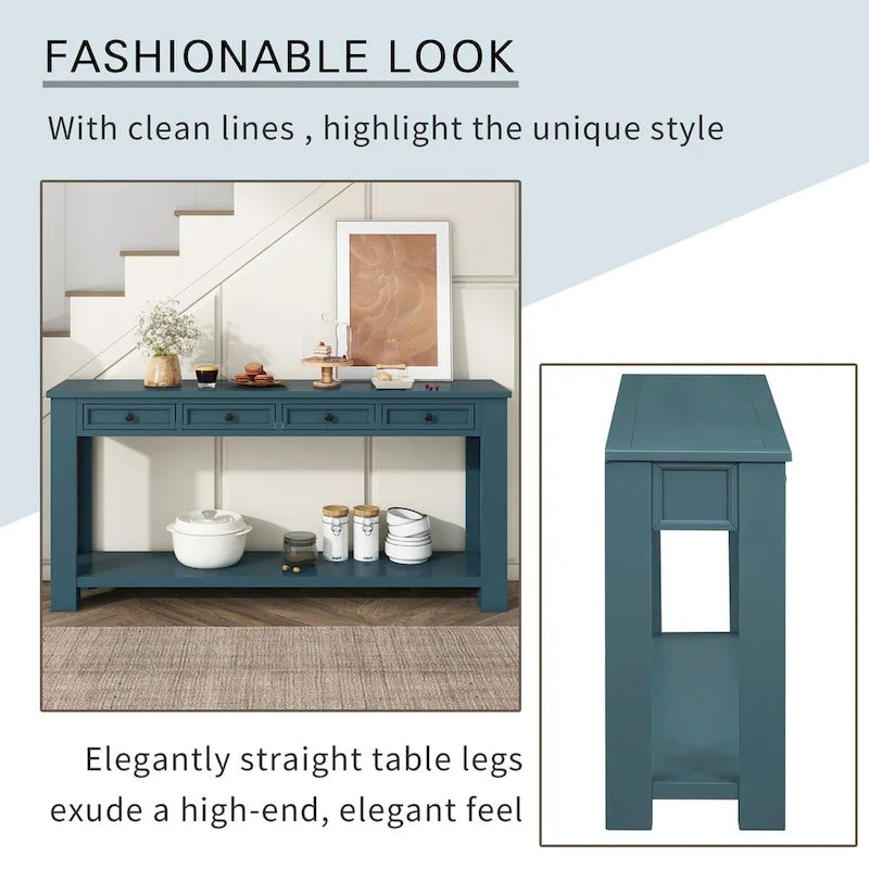 Entryway Console Table Sofa Table with Storage Drawers and Bottom Shelf