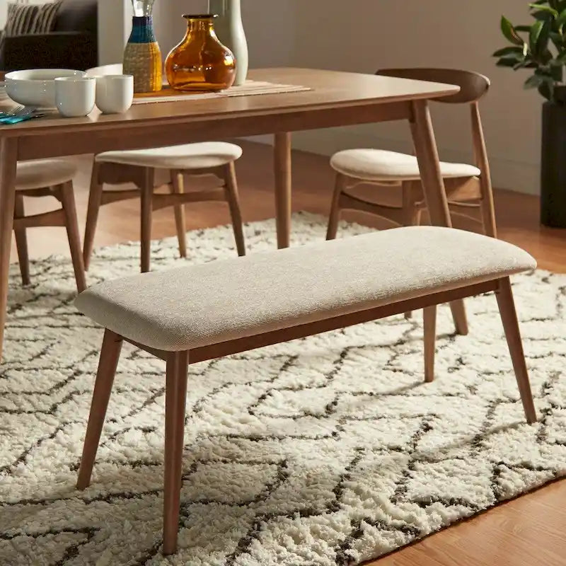 Norwegian Danish Modern Tapered Upholstered Dining Bench