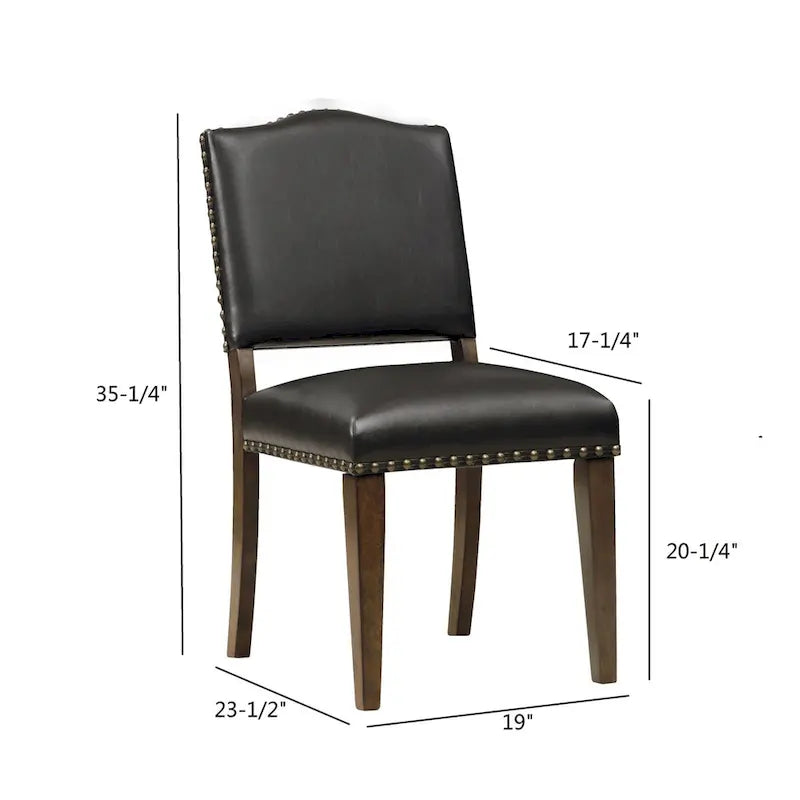 Brown Faux Leather Dining Chair with Nail Heads