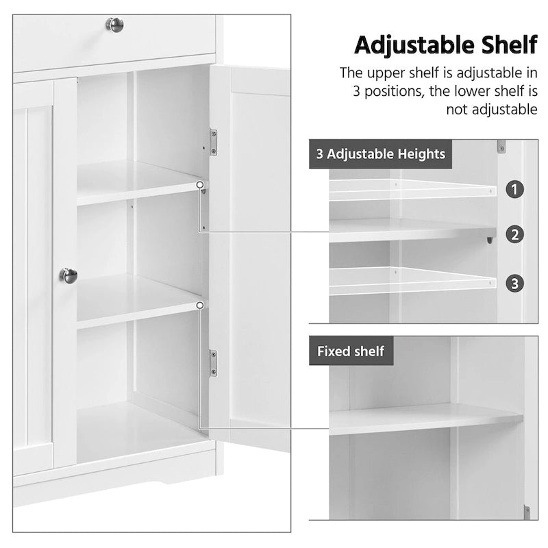 Bathroom Storage Cabinet Free-Standing Floor Cabinet With 4 Drawers and 2 Doors