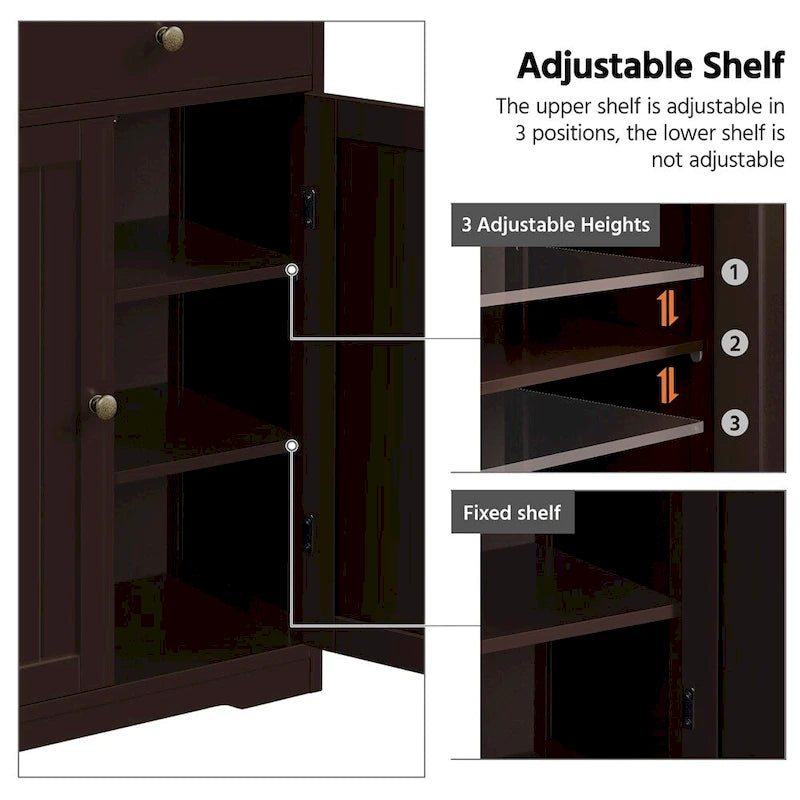 Bathroom Storage Cabinet Free-Standing Floor Cabinet With 4 Drawers and 2 Doors
