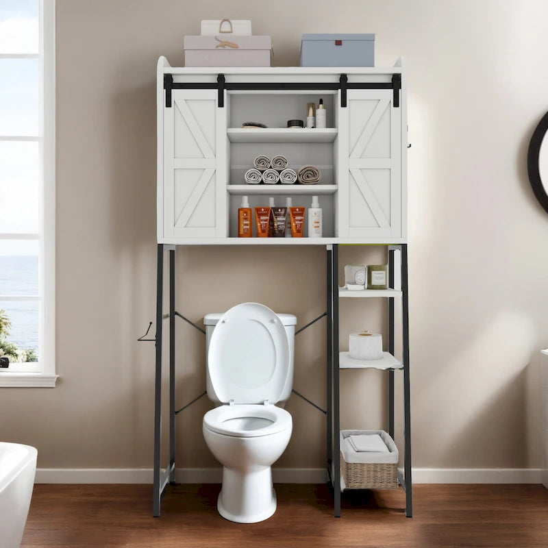 Over The Toilet Storage Cabinet with Barn Door