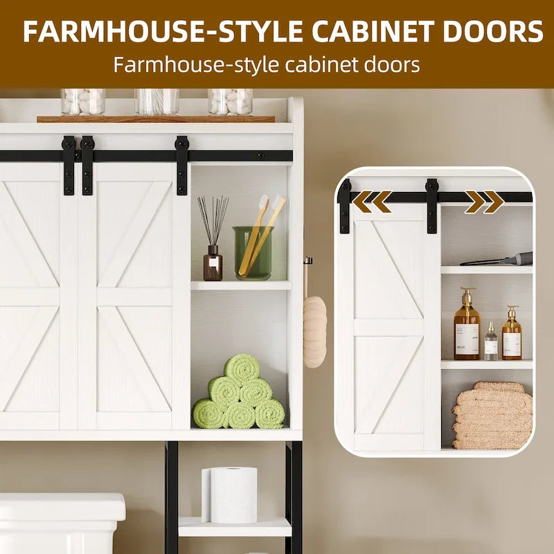 Over The Toilet Storage Cabinet with Barn Door