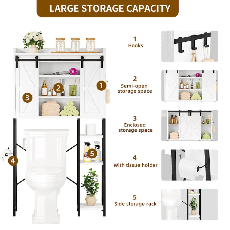 Over The Toilet Storage Cabinet with Barn Door