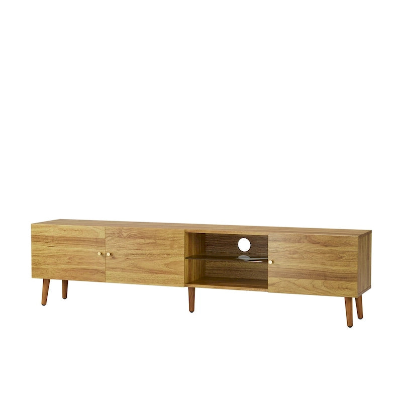 70 Inch Mid-Century Modern TV Stand with Storage