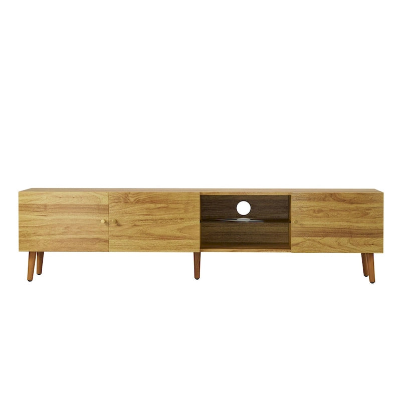 70 Inch Mid-Century Modern TV Stand with Storage