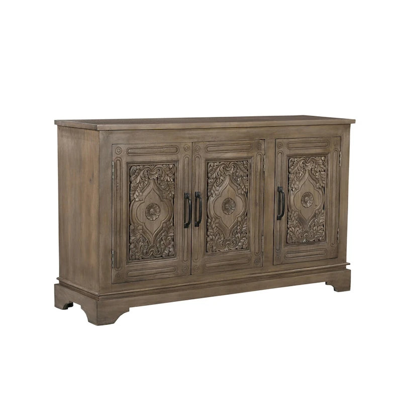 3-Door Carved Solid Wood Sideboard