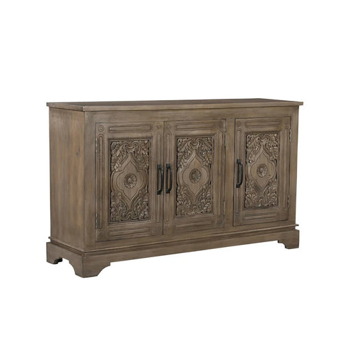 3-Door Carved Solid Wood Sideboard