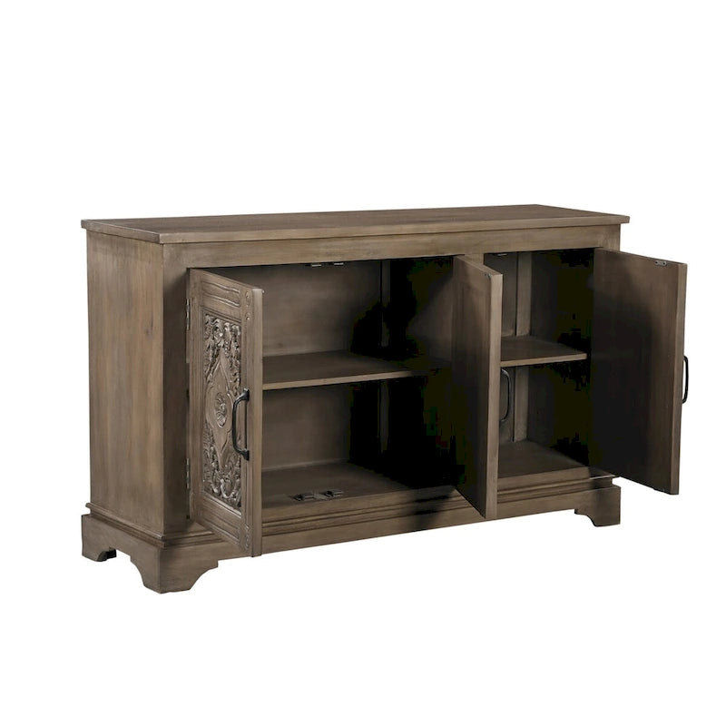 3-Door Carved Solid Wood Sideboard