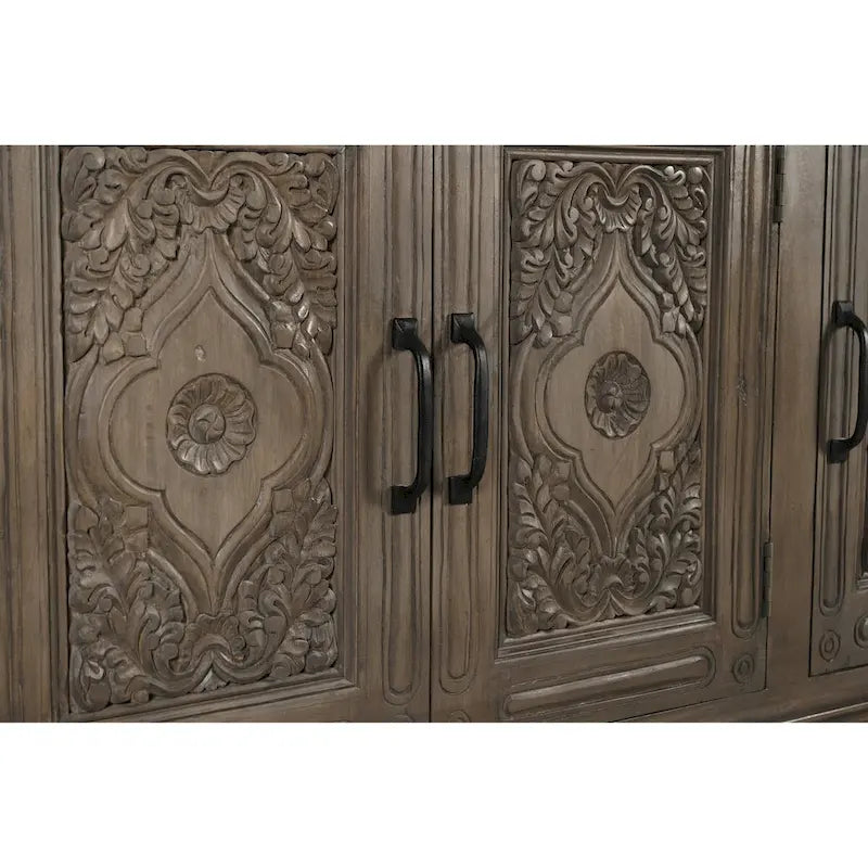 3-Door Carved Solid Wood Sideboard