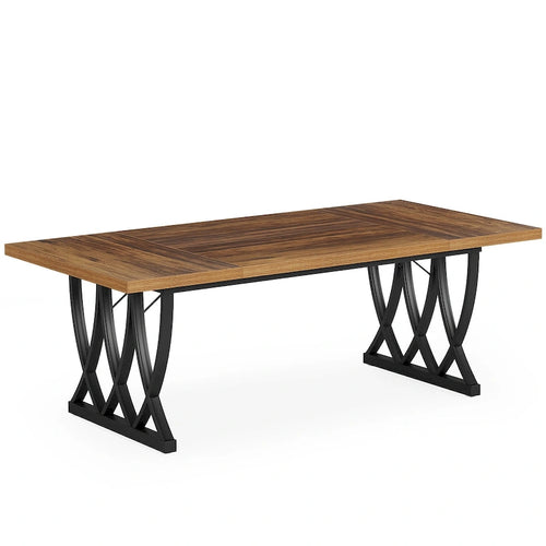 Table de salle à manger rectangulaire en bois et métal de 180 cm pour 6 à 8 personnes