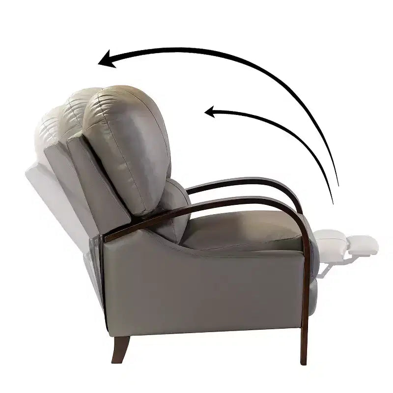 Ensemble de 2 fauteuils inclinables manuels en cuir véritable, inclinaison à 159°