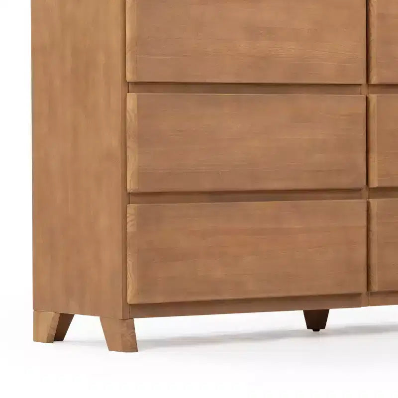 Commode de ferme en bois massif à 6 tiroirs