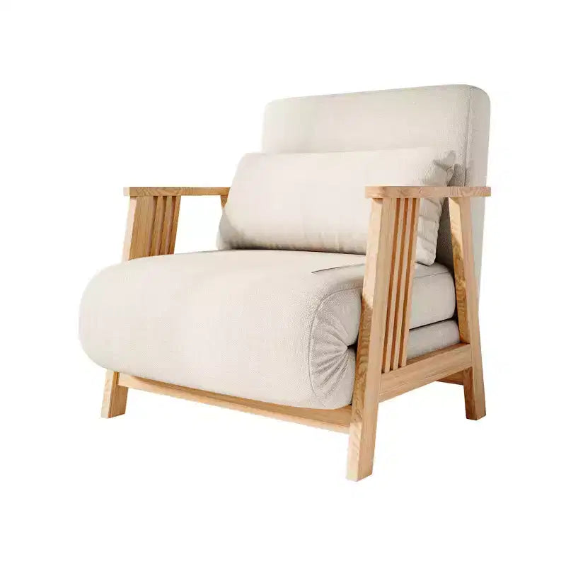 Fauteuil convertible en tissu ATJafurn, fauteuil futon d'appoint avec structure en bois massif, chaise longue lit pour chambre ou salon, beige