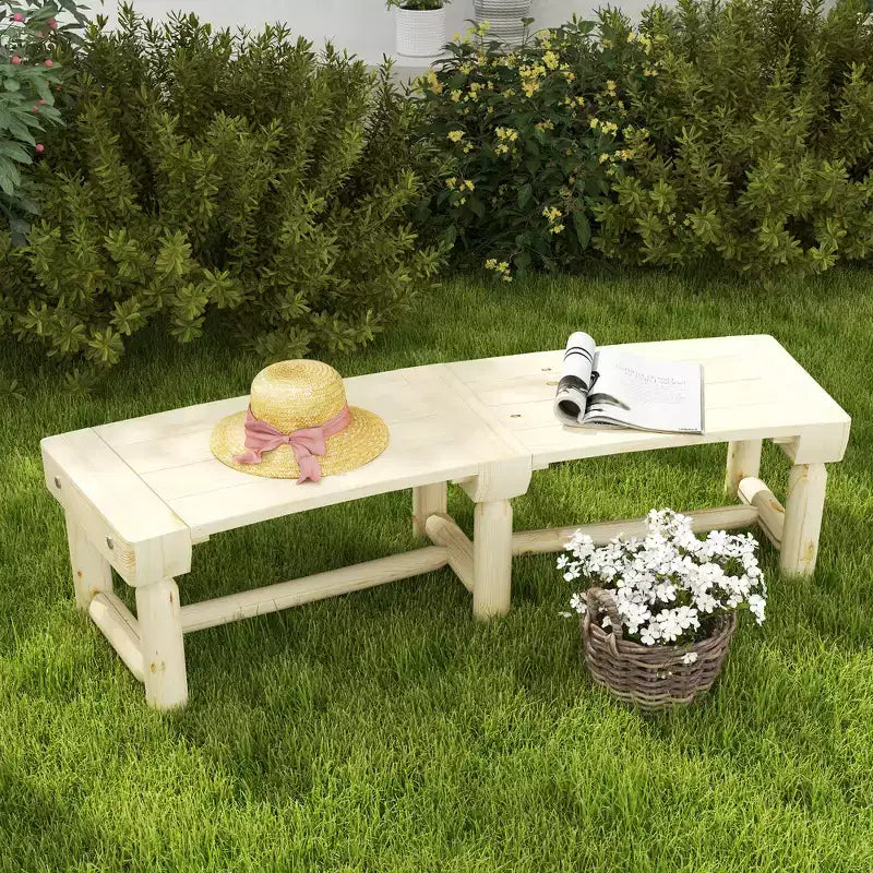 Banc de jardin en bois Outsunny, banc semi-circulaire rond pour arbre, banc de parc enveloppant