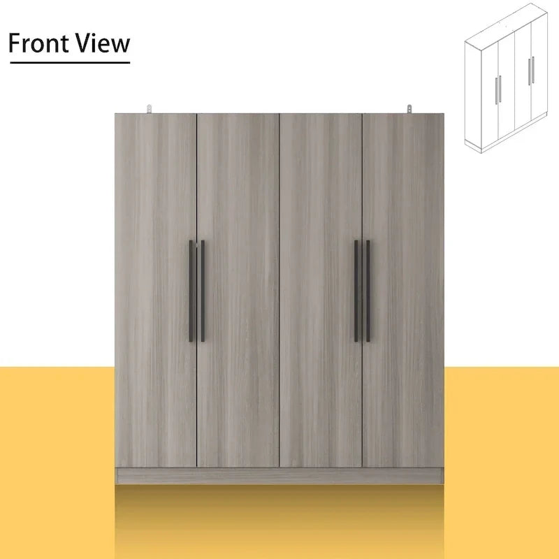 Armoire de rangement moderne sur pied en bois massif avec étagères