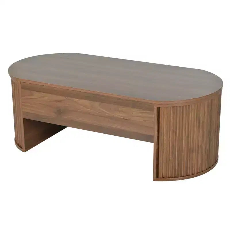 Table basse relevable de 120 cm, table centrale ovale en bois avec rangement caché, table basse moderne pour salon, chambre, bureau
