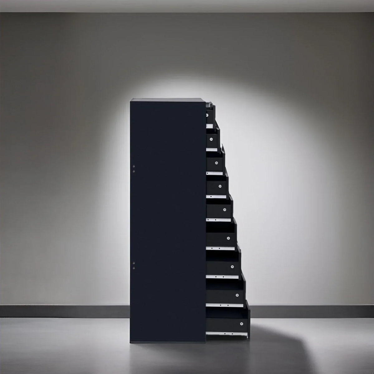 Meuble étroit en bois à 9 tiroirs avec coulisses fluides et étagère de rangement supérieure