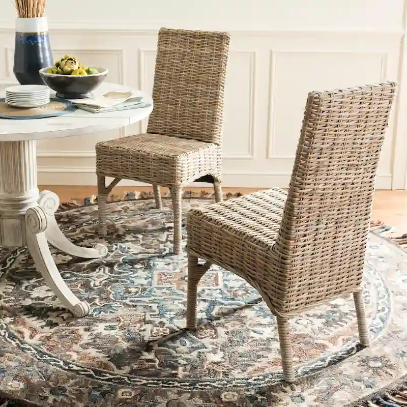 SAFAVIEH Karyl Chaise de salle à manger en osier naturel inachevé (lot de 2) - 18,5 x 18,5 x 38,1 - 19Lx19Px38H